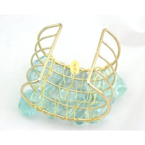 Sugar Gay Isber Swarovski Crystals Chunk Bold Cuff Handmade Contemporary Jewelry - Picture 5 of 6